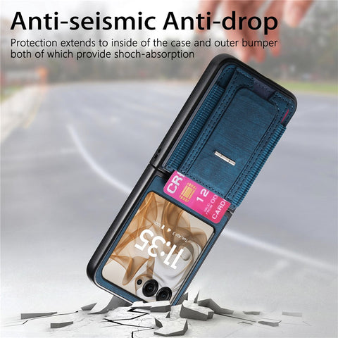 Kickstand Case for Motorola Razr 70 / 60 / 50 5G / Razr 2026 / 2025 / 2024 Retro Leather Back Cover with Card Holder