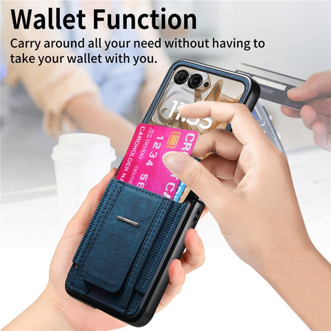 Kickstand Case for Motorola Razr 70 / 60 / 50 5G / Razr 2026 / 2025 / 2024 Retro Leather Back Cover with Card Holder