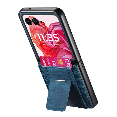 For Motorola Razr 50 Ultra 5G Case Kickstand Retro Leather Back Cover with Card Holder