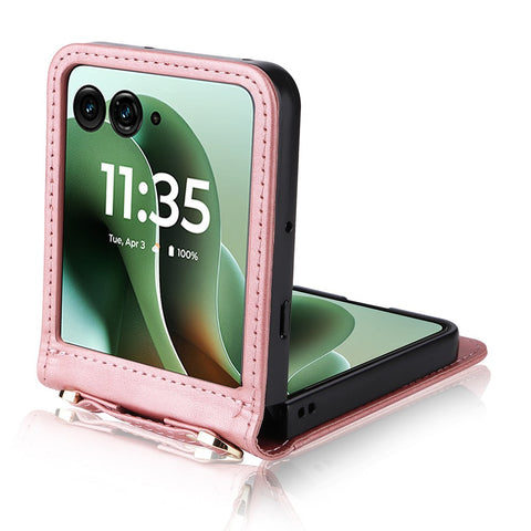For Motorola Razr 70 Ultra / 60 Ultra 5G / Razr Ultra 2026 5G / 2025 5G Case Card Slots Leather Phone Cover with Lanyard