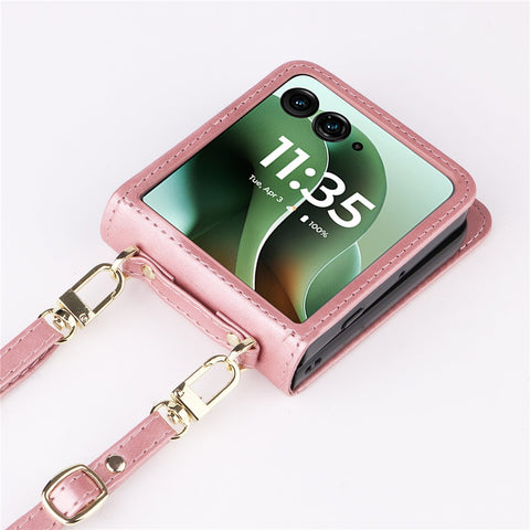 For Motorola Razr 70 Ultra / 60 Ultra 5G / Razr Ultra 2026 5G / 2025 5G Case Card Slots Leather Phone Cover with Lanyard
