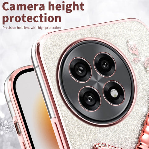 KADEM Phone Case For OnePlus 13R 5G  /  Ace 5 5G  /  Ace 5 Pro 5G Dragonfly Kickstand TPU Flowers Glitter Cover