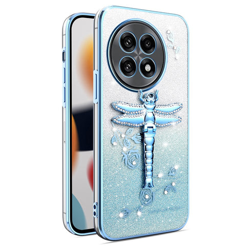 KADEM Phone Case For OnePlus 13R 5G  /  Ace 5 5G  /  Ace 5 Pro 5G Dragonfly Kickstand TPU Flowers Glitter Cover