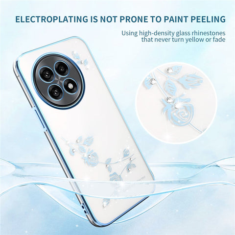 KADEM For OnePlus 13R 5G  /  Ace 5 5G  /  Ace 5 Pro 5G Case Flower Rhinestone Decor Electroplating TPU Phone Cover