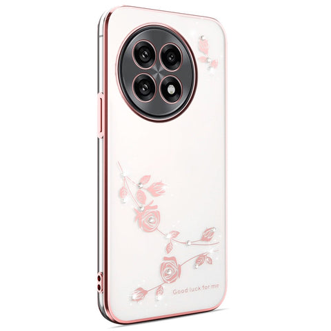 KADEM For OnePlus 13R 5G  /  Ace 5 5G  /  Ace 5 Pro 5G Case Flower Rhinestone Decor Electroplating TPU Phone Cover