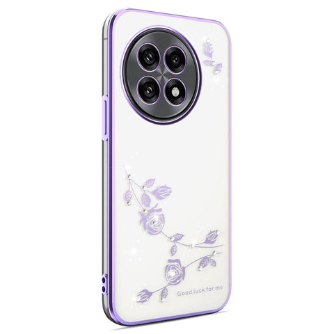 KADEM For OnePlus 13R 5G  /  Ace 5 5G  /  Ace 5 Pro 5G Case Flower Rhinestone Decor Electroplating TPU Phone Cover