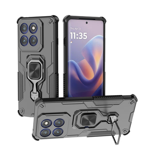 WANLONFENG For Motorola Edge 60 Pro 5G Phone Case  PC TPU Back Cover Kickstand with Tempered Glass