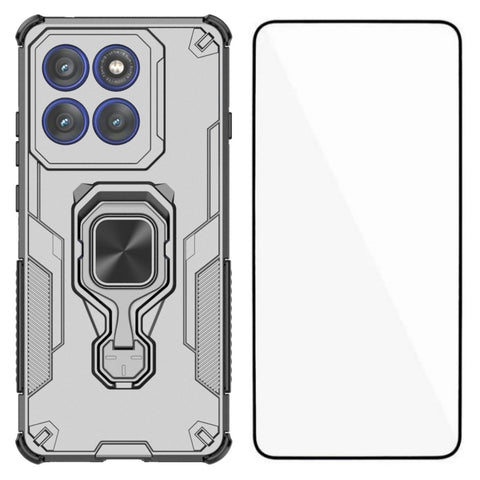 WANLONFENG For Motorola Edge 60 Pro 5G Phone Case  PC TPU Back Cover Kickstand with Tempered Glass