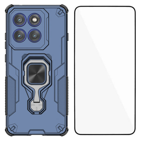 WANLONFENG For Motorola Edge 60 Pro 5G Phone Case  PC TPU Back Cover Kickstand with Tempered Glass