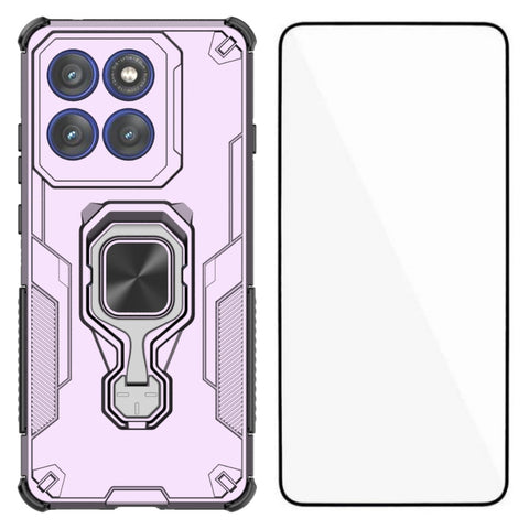 WANLONFENG For Motorola Edge 60 Pro 5G Phone Case  PC TPU Back Cover Kickstand with Tempered Glass