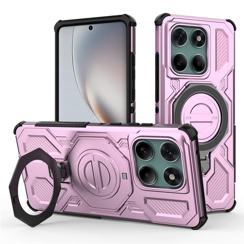 For Motorola Edge 60 Fusion 5G Magnetic Case Rotating Metal Kickstand PC + TPU Phone Back Cover