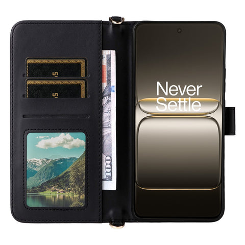 For OnePlus Nord CE5 5G / Ace 5 Racing 5G Case with Shoulder  /  Wrist Strap Leather Phone Cover Stand Wallet