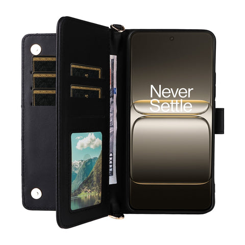 For OnePlus Nord CE5 5G / Ace 5 Racing 5G Case with Shoulder  /  Wrist Strap Leather Phone Cover Stand Wallet