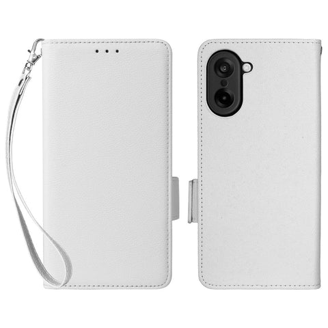 For OnePlus Nord CE5 5G / Ace 5 Racing 5G Case with Wrist Strap Litchi Texture PU Leather Wallet Phone Cover