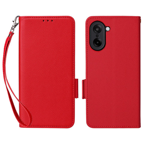 For OnePlus Nord CE5 5G / Ace 5 Racing 5G Case with Wrist Strap Litchi Texture PU Leather Wallet Phone Cover