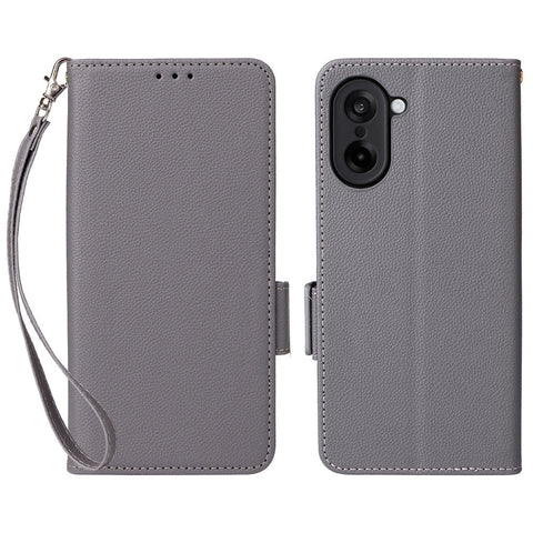 For OnePlus Nord CE5 5G / Ace 5 Racing 5G Case with Wrist Strap Litchi Texture PU Leather Wallet Phone Cover