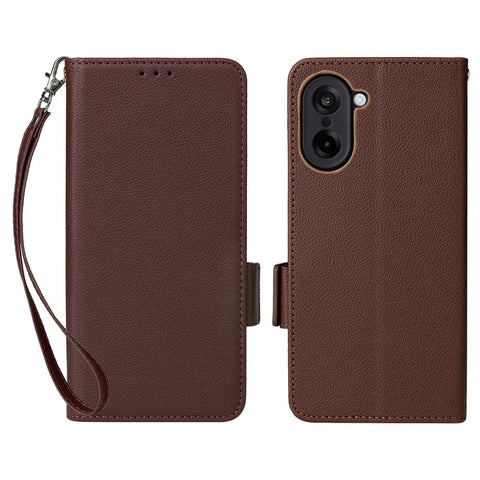 For OnePlus Nord CE5 5G / Ace 5 Racing 5G Case with Wrist Strap Litchi Texture PU Leather Wallet Phone Cover