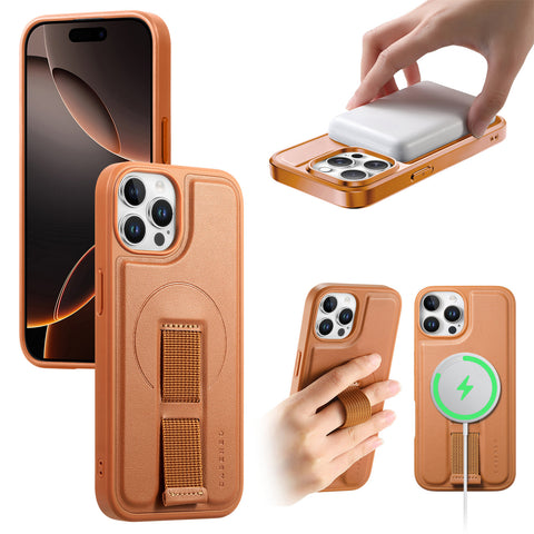 CASENEO For iPhone 12 Pro Max 6.7 inch Magnetic Case  Wristband PU Leather + PC Shockproof Phone Cover