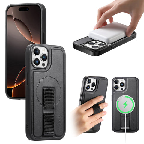 CASENEO For iPhone 12 Pro Max 6.7 inch Magnetic Case  Wristband PU Leather + PC Shockproof Phone Cover