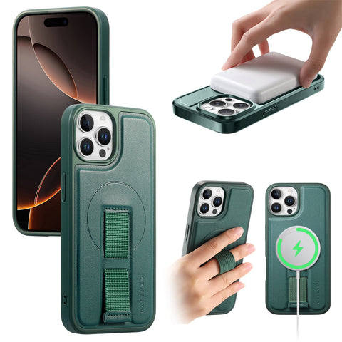 CASENEO For iPhone 12 Pro Max 6.7 inch Magnetic Case  Wristband PU Leather + PC Shockproof Phone Cover