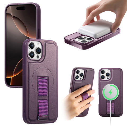 CASENEO For iPhone 12 6.1 inch / iPhone 12 Pro 6.1 inch Magnetic Case  Wristband PU Leather + PC Shockproof Phone Cover