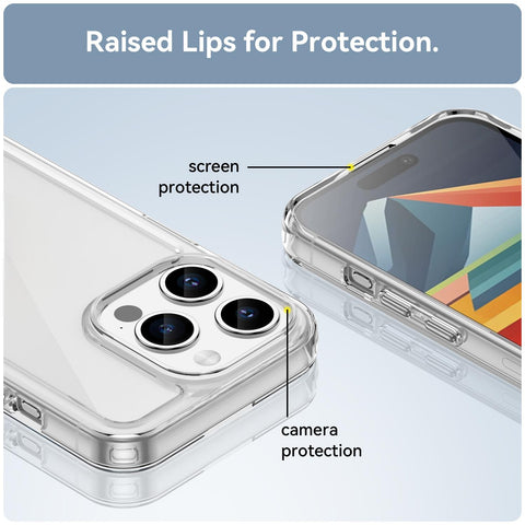 WANLONFENG For iPhone 12 Pro 6.1 inch Clear Case  FM Series TPU Phone Back Cover (Big Lens Hole)