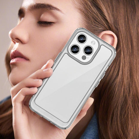 WANLONFENG For iPhone 12 Pro 6.1 inch Clear Case  FM Series TPU Phone Back Cover (Big Lens Hole)