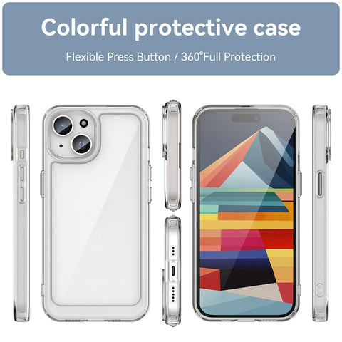 WANLONFENG For iPhone 14 Plus Clear Case  FM Series TPU Phone Back Cover (Big Lens Hole)