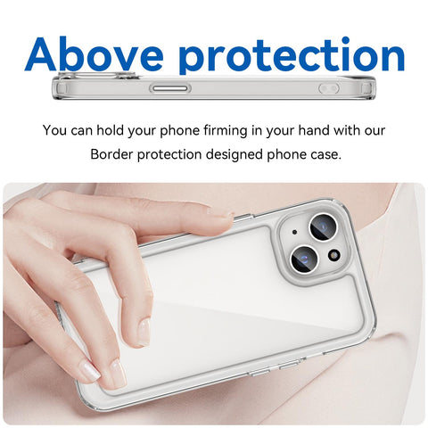 WANLONFENG For iPhone 14 Plus Clear Case  FM Series TPU Phone Back Cover (Big Lens Hole)