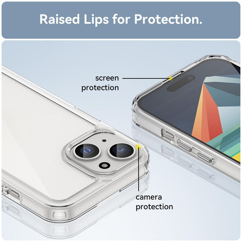 WANLONFENG For iPhone 14 Plus Clear Case  FM Series TPU Phone Back Cover (Big Lens Hole)