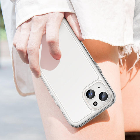 WANLONFENG For iPhone 14 Plus Clear Case  FM Series TPU Phone Back Cover (Big Lens Hole)