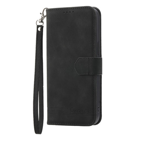 DIERFENG DF-03 For Huawei nova 14 5G Case Lines Imprint Wallet Leather Phone Cover with Wrist Strap