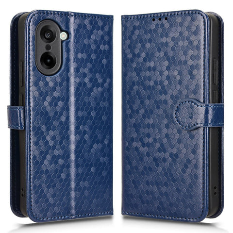For OnePlus Nord CE5 5G / Ace 5 Racing 5G Wallet Case Dot Pattern Imprint PU Leather Phone Cover with Wrist Strap