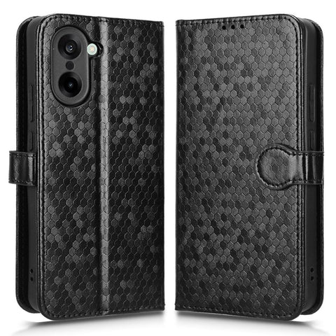 For OnePlus Nord CE5 5G / Ace 5 Racing 5G Wallet Case Dot Pattern Imprint PU Leather Phone Cover with Wrist Strap