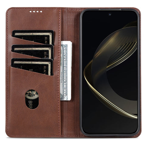 AZNS For Oppo Reno14 5G (Global) Case Cowhide Texture PU Leather Wallet Phone Cover