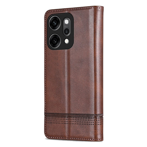 AZNS For Oppo Reno14 5G (Global) Case Cowhide Texture PU Leather Wallet Phone Cover