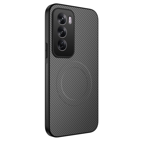 WANLONFENG For Oppo Reno12 Pro 5G (Global) Magnetic Case  TQ Series Carbon Fiber Texture PC TPU Phone Cover