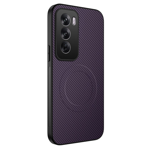 WANLONFENG For Oppo Reno12 5G (Global) Magnetic Case  TQ Series Carbon Fiber Texture PC TPU Phone Cover