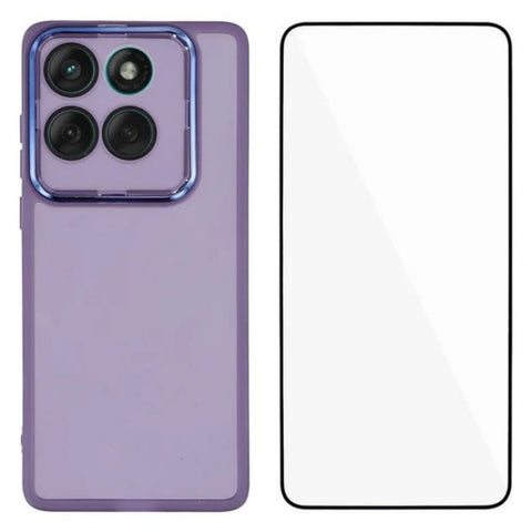 WANLONFENG For Motorola Edge 60 Fusion 5G TPU Case  DKSM Series Electroplated Frame Back Cover with Tempered Glass
