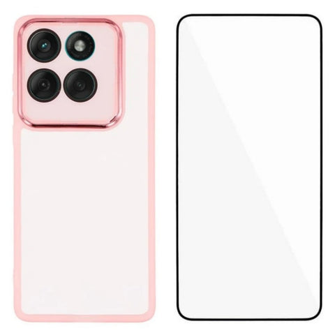 WANLONFENG For Motorola Edge 60 Fusion 5G TPU Case  DKSM Series Electroplated Frame Back Cover with Tempered Glass