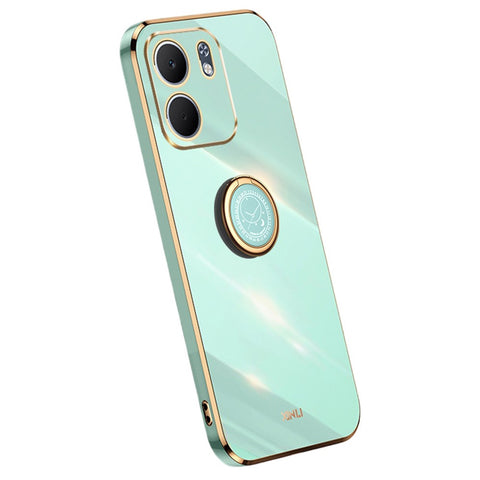 XINLI For Oppo A5x 5G Case Ring Kickstand Electroplating TPU Phone Cover