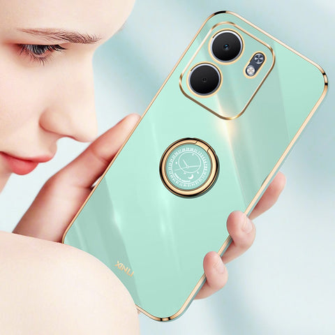 XINLI For Oppo A5x 5G Case Ring Kickstand Electroplating TPU Phone Cover