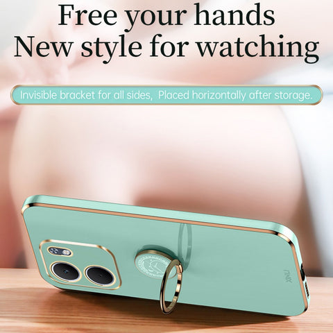XINLI For Oppo A5x 5G Case Ring Kickstand Electroplating TPU Phone Cover