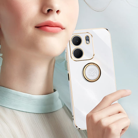 XINLI For Oppo A5x 5G Case Ring Kickstand Electroplating TPU Phone Cover