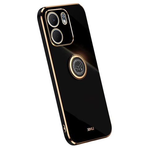 XINLI For Oppo A5x 5G Case Ring Kickstand Electroplating TPU Phone Cover