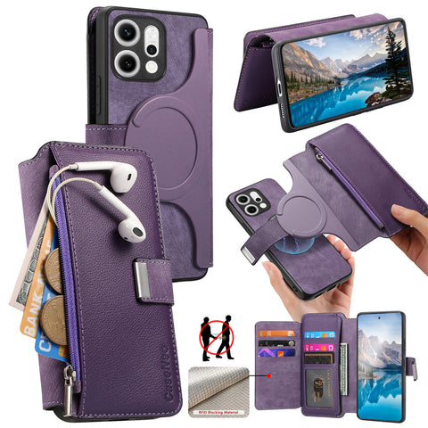 CASENEO For Oppo Reno14 Pro 5G (Global) Case  MW-02 Detachable Magnetic Leather Flip Phone Cover
