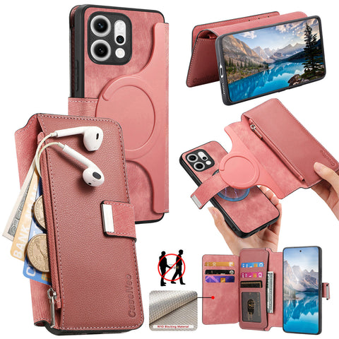 CASENEO For Oppo Reno14 5G (Global) Case  MW-02 Detachable Magnetic Leather Flip Phone Cover