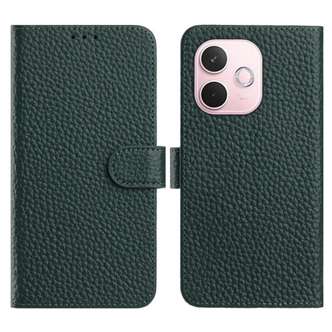 For Oppo A5 Pro 5G (Global)  /  4G (Global) Case Wallet Stand Litchi Texture Genuine Cow Leather Flip Phone Cover