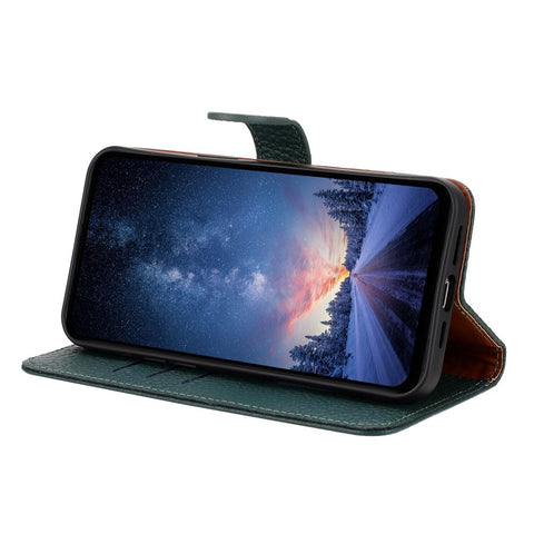 For Oppo A5 Pro 5G (Global)  /  4G (Global) Case Wallet Stand Litchi Texture Genuine Cow Leather Flip Phone Cover