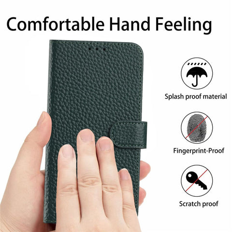 For Oppo A5 Pro 5G (Global)  /  4G (Global) Case Wallet Stand Litchi Texture Genuine Cow Leather Flip Phone Cover